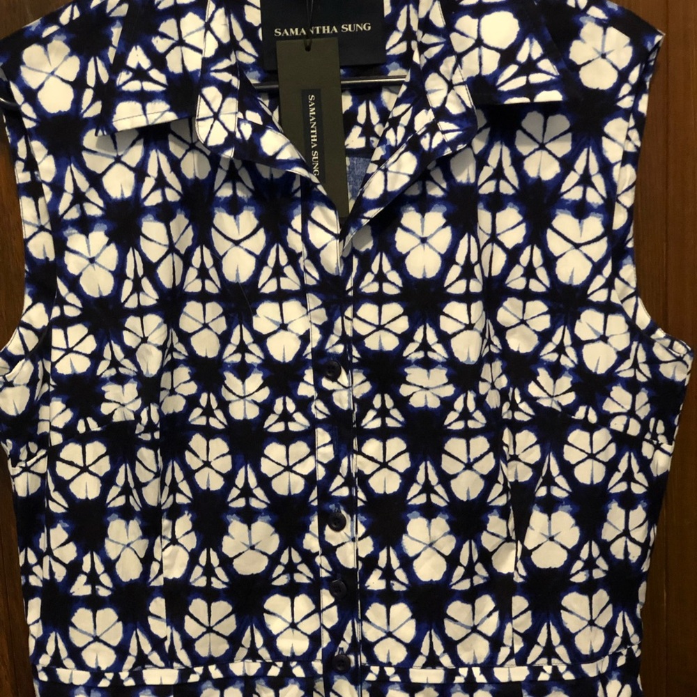 Samantha Sung Audrey Shibori Sleeveless Shirt Dress Size 12 New with Tags  belt